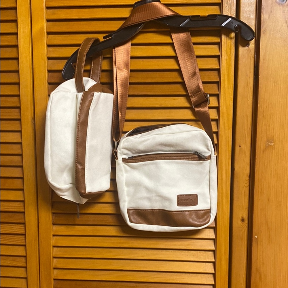 Cream and Brown Messenger Bags with Sturdy Canvas